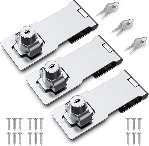 Miniatura 10 de Cerradura de cerrojo con llave de 2.5 pulgadas para armarios y puertas pequeñas, diseño de perilla giratoria, aleación de zinc resistente con hierro