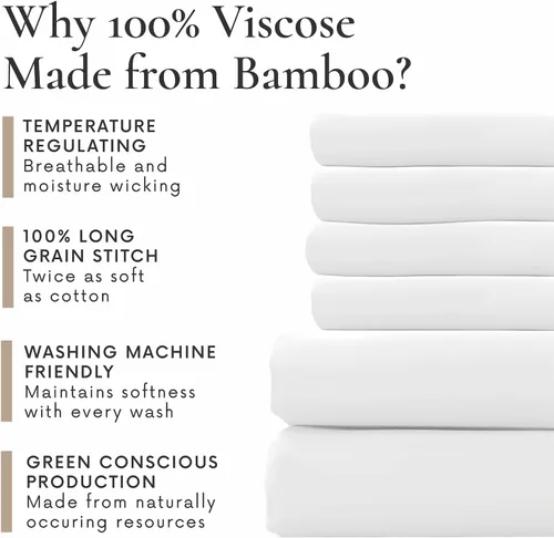 Miniatura 6 de Bamboo Bay Juego de sábanas de 7 piezas, 100% viscosa hecha de bambú, transpirable, ultrasuave, refrescante, para camas ajustables, ropa de cama