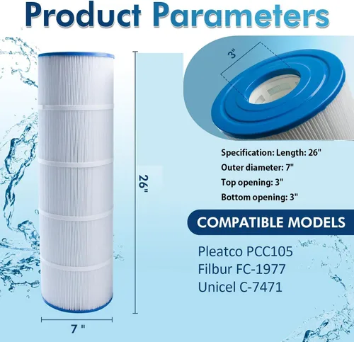 Miniatura 2 de Paquete de 4 filtros de piscina PCC105-PAK4 para Pentair CCP420, 178584, Ultral-A6, Unicel C-7471, 817-0106, R173576, Filbur FC-1977, 570-0425-07