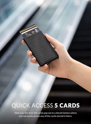 Miniatura 2 de VULKIT Billetera desplegable, delgada, minimalista, tarjetero para tarjetas de crédito, para hombres y mujeres, con bloqueo RFID, mini funda