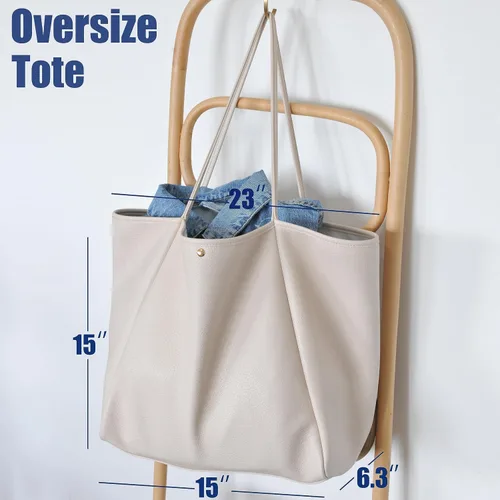 Miniatura 49 de HOXIS Bolso de mano de cuero PU de gran tamaño para mujer, bolso de fin de semana, bolso de viaje