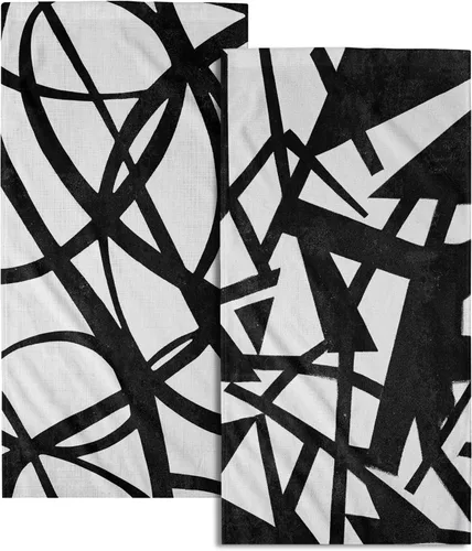Giwawa Toallas de mano en blanco y negro – Juego de 2 toallas de baño decorativas para baño, cocina, gimnasio, 14 x 28 pulgadas