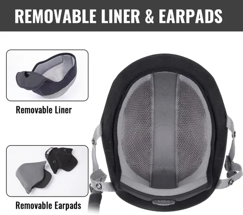 Miniatura 5 de NHH Casco de esquí y snowboard, casco de deportes de nieve, compatible con forro extraíble y almohadillas para los oídos para hombres, mujeres