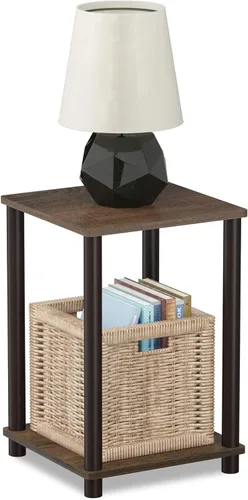 Miniatura 28 de Furinno JUST - Mesa auxiliar moderna de 3 niveles con estación de carga, mesita de noche de fácil montaje, mesita de noche con puerto USB y tipo C
