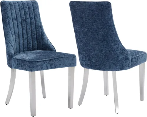 Miniatura 16 de Shenyon Juego de 4 sillas de comedor color beige, cómodas sillas de comedor tapizadas con canal de tela, sillas de cocina modernas para comedor