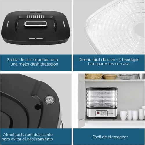Miniatura 8 de OSTBA Máquina deshidratadora de alimentos con temperatura ajustable y temporizador de 72 horas, deshidratadores de 5 bandejas para alimentos