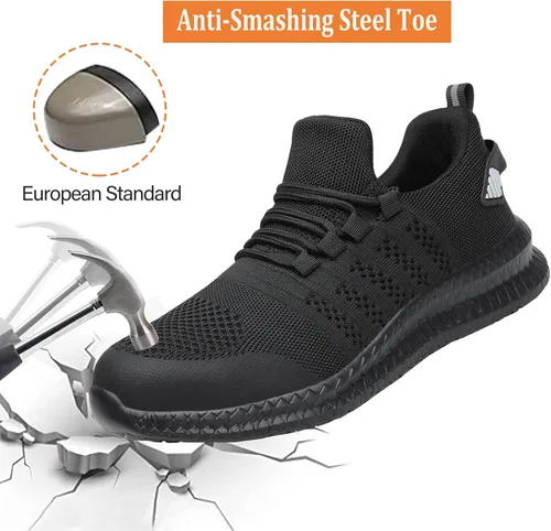 Miniatura 2 de Zapatos de punta de acero para hombres y mujeres, cómodos, ligeros, zapatos de seguridad para el trabajo, a prueba de pinchazos, antideslizantes