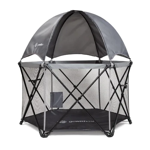 Miniatura 10 de Baby Delight Go With Me Eclipse - Corralito portátil de malla Parque de juegos Toldo solar Interior y exterior Base de rayas acuarela Rayas