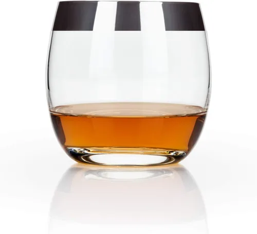 Miniatura 8 de Viski Irving - Juego de 2 vasos de cristal de cristal transparente de alta calidad con borde dorado, cristalería de cóctel con borde dorado