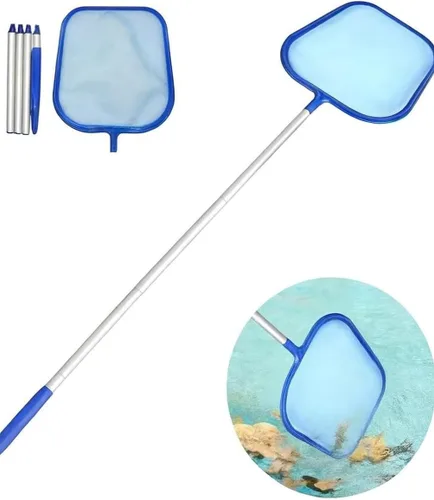 Red de desnatador de hojas para piscina, poste multisegmento de 60 pulgadas (5 conectores de acero inoxidable), ligera, fácil de usar, bolsa de