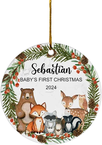 Miniatura 11 de FLOCHIL Adorno personalizado para la primera Navidad del bebé 2024 para niña, adorno personalizado de primera Navidad para bebés 2024 con nombre