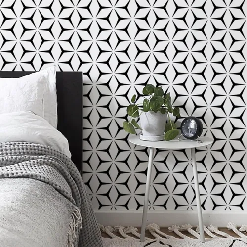 Heroad Papel de Pared para Despegar y Pegar Papel Pintado Moderno en Negro y Blanco Papel de Contacto Boho Geométrico para Gabinetes y Cajones Papel