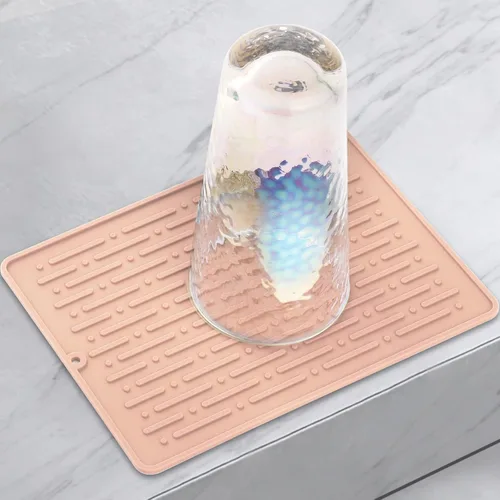 Miniatura 10 de GeeRic Tapete para secar platos, tapete de silicona resistente al calor para encimera de cocina, tapete antideslizante para secar platos, apto