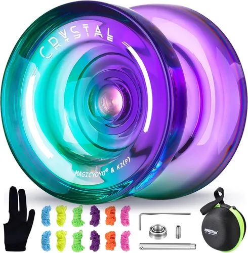 Miniatura 19 de MAGICYOYO K2 Yoyo Cristal Negro Profesional, Yoyo Sensible para Niños Principiantes con Rodamiento Extra No Sensible Yo Yo, Yoyo Pro de Plástico