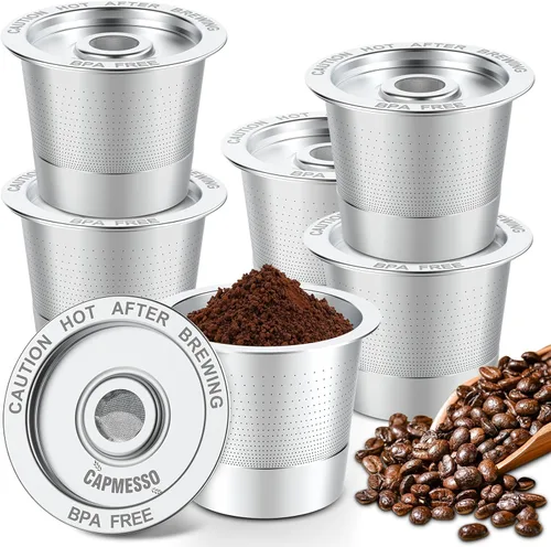 Miniatura 9 de CAPMESSO Cápsulas de café reutilizables K Cups para Keurig 1.0: Cápsula K recargable de acero inoxidable - Filtro de café reutilizable para cafetera