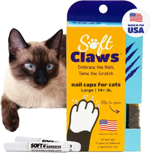 Miniatura 20 de Tapas de uñas Soft Claws para gatos pequeños – (40 tapas, negro) - Fabricado en EE. UU. - Desarrollado por veterinarios, no tóxico Protege muebles