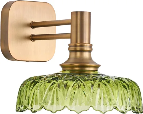 Apliques de Pared de Cristal Vintage Luces Verdes de Tocador Lámpara de Baño Sobre Espejo Luz de Pared para Cuadros Entrada Baño Dormitorio Pasillo