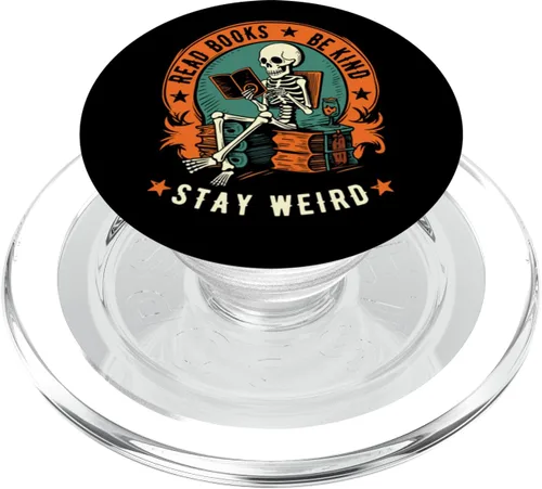 Miniatura 8 de Leer Libros Be Kind Stay Weird Esqueleto Lectura Gótica Bookish PopSockets Intercambiables PopGrip