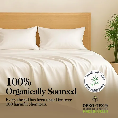 Miniatura 4 de Juego de 2 fundas de almohada tamaño King de viscosa de bambú 100% cultivadas orgánicamente, refrescantes y transpirables, suaves como la seda