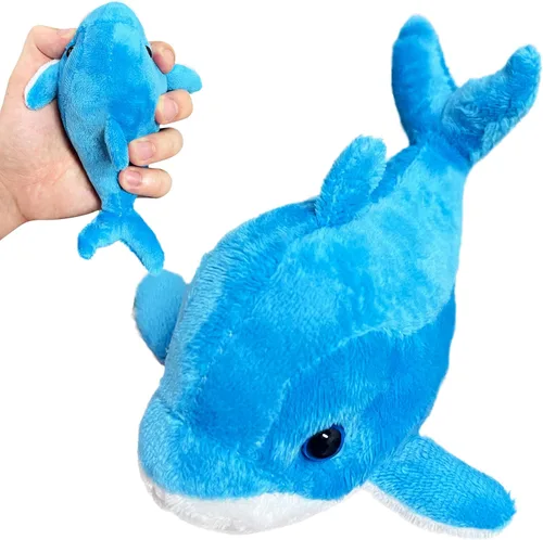 Peluche de delfín azul (paquete de 1), peluches Kawaii para niñas y niños, juguetes de peluche de delfín para niños, llaveros de animales marinos,
