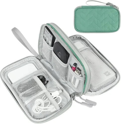 Miniatura 56 de FYY Organizador electrónico, organizador de cables de viaje, bolsa de transporte para accesorios electrónicos, portátil, impermeable, doble capa