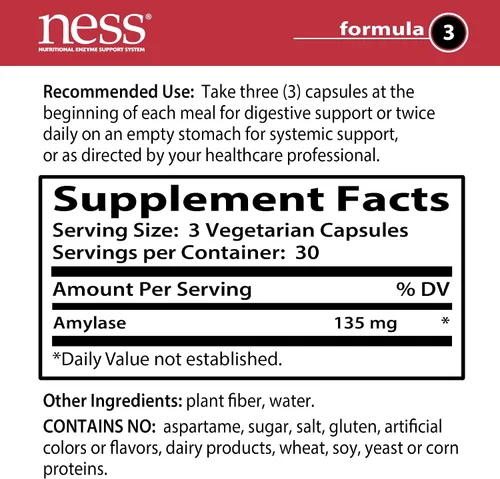 Miniatura 2 de Ness Enzymes - Amilasa #3 90 cápsulas vegetales