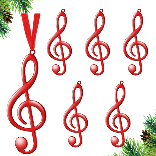 Miniatura 8 de Patelai 6 Piezas Adornos Navideños de Notas Musicales Adorno de Clave de Sol para Árbol de Navidad Decoraciones de Fiesta Temática Musical Adornos