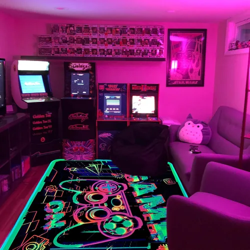Miniatura 2 de Alfombra de área de juegos con luz negra para decoración de dormitorio, alfombra estampada de juegos, alfombra gamer que brilla en la luz negra