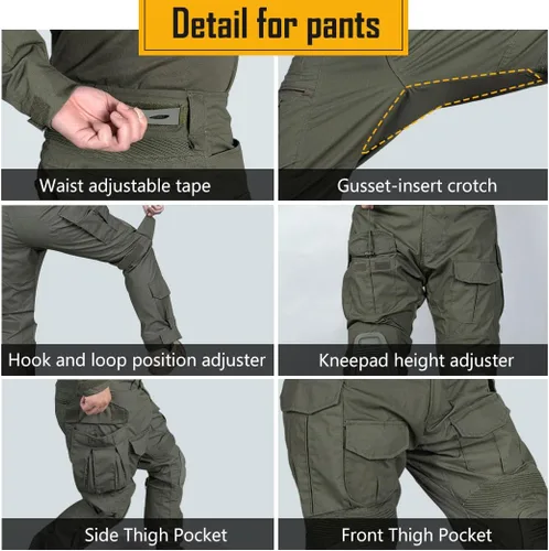 Miniatura 4 de IDOGEAR Conjunto de uniformes de combate G3 para hombre con rodilleras y coderas, ropa de camuflaje Verde (Ranger Green)