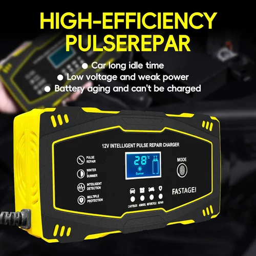 Miniatura 4 de Cargador de batería de 6 amperios, cargador de batería portátil de plomo de 12 V 6 A, cargador de batería de 4 etapas, mantenimiento de batería