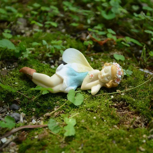 Miniatura 3 de Top Collection Figura de hada de flores durmiendo en miniatura para jardín y terrario