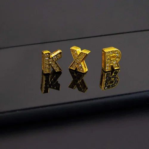 Miniatura 8 de AUEAR, paquete de 26 dijes de letras del alfabeto de 8 mm con diamantes de imitación completos, cristal, color dorado, para pulseras, collares