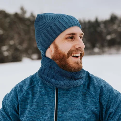 Miniatura 6 de Conjunto de gorro y bufanda para hombre, gorro de esquí cálido para invierno, gorro de esquí, gorro de calavera, calentador de cuello, polaina
