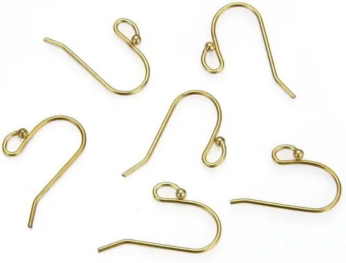 Adabele 50 ganchos de latón crudo para pendientes de peces, 0.787 in, conector de cable de oreja sin chapado/recubierto (alambre - 0.035 in/0.035
