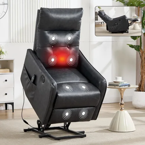 Miniatura 16 de Recliner Chair, Swivel Fabric Massage Rocker Recliner Chair for Adults, Manual Nursery Chair Glider Recliner with Massage and Heat for Living Room
