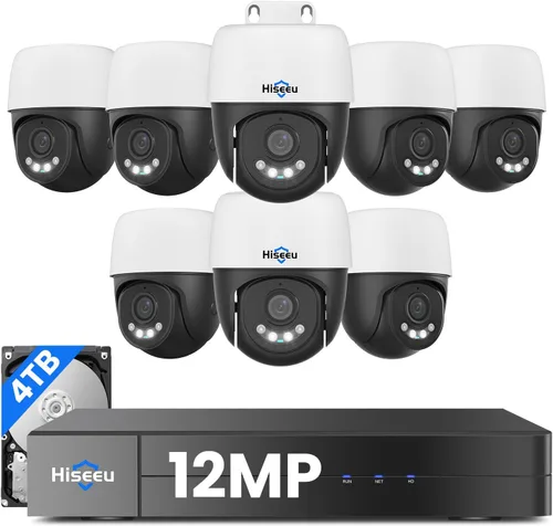 Miniatura 8 de [Inclinación panorámica de 300° 90° + seguimiento humano] Sistema de cámara Hiseeu 4K PoE PTZ, sistema de cámara de seguridad NVR con 6 cámaras