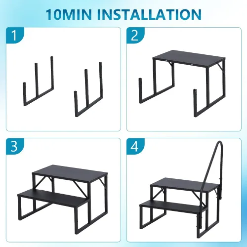 Miniatura 5 de Towallmark RV 2 escalones con pasamanos, peldaños de metal para bañera de hidromasaje, escaleras portátiles para RV, escaleras de casa móvil