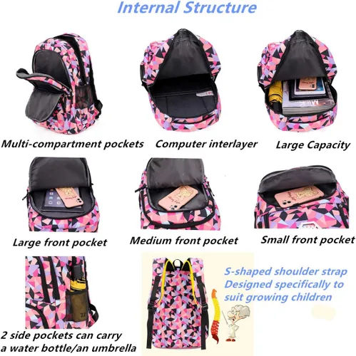 Miniatura 4 de MITOWERMI 3Pcs Backpack for Girls Boys Kids Backpack with Lunch Box for Elementary Middle High School