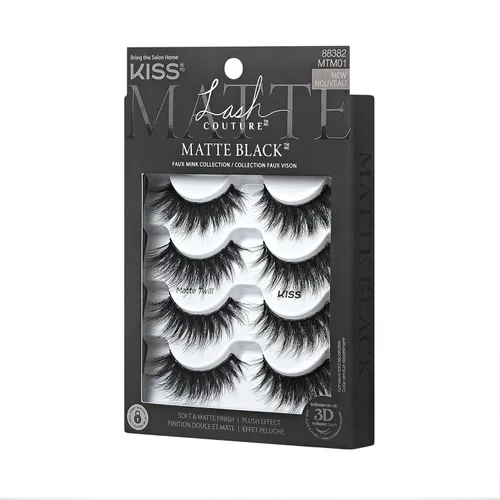 Miniatura 3 de KISS Lash Couture, pestañas postizas, sarga mate, 0.551 pulgadas, incluye 4 pares de pestañas, fáciles de aplicar, racimos de pestañas reutilizables