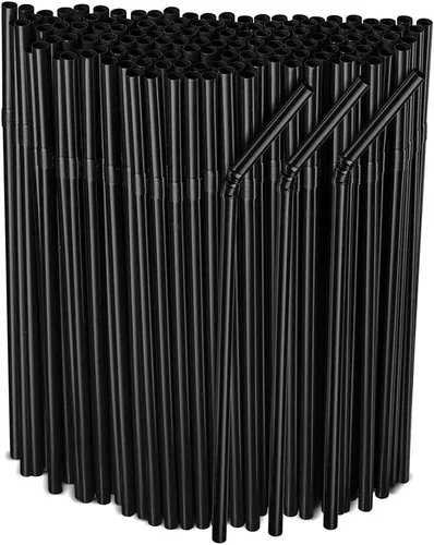 Miniatura 7 de Pajitas flexibles de plástico flexibles para beber, diámetro 0.197 in, longitud 8.3 in, 100 unidades, negro, estándar largo