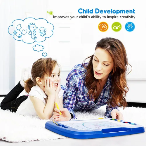 Miniatura 8 de SGILE - Pizarra magnética para dibujar grande, 4 colores, con 4 sellos, para niños pequeños, juguete educativo de aprendizaje, para niños de más