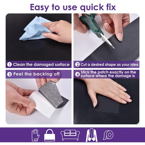 Miniatura 6 de Cinta de parche de reparación de cuero de 4 x 60 pulgadas, cinta autoadhesiva fuerte para muebles, sofás, sillones, asientos de automóvil, armarios