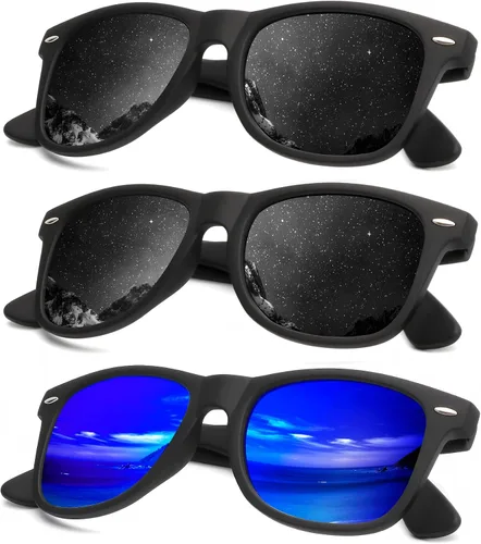 KALIYADI - Lentes de sol polarizados unisex, acabado mate, lentes de espejo de color, bloqueo ultravioleta (paquete de 3unidades)