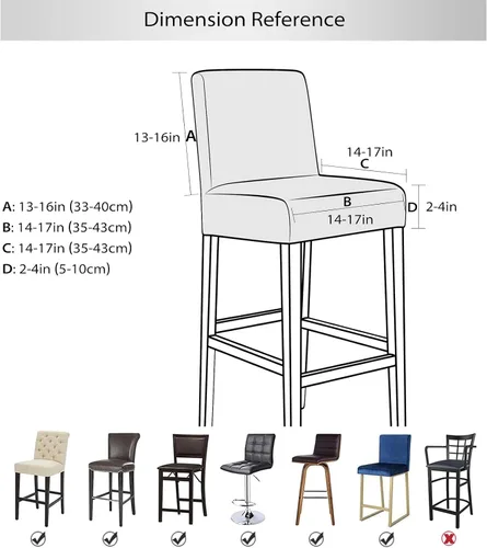 Miniatura 4 de Gollense Juego de 4 fundas para taburetes de bar con respaldo, fundas elásticas de jacquard para taburetes de bar, fundas de asiento lavables
