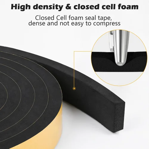 Miniatura 5 de ToLanbbt Cinta de espuma autoadhesiva para puerta y ventana, color negro, cinta de sellado de espuma de alta densidad, aislamiento de ventana, cinta