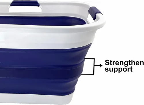 Miniatura 4 de SAMMART Cesta plegable de plástico de 30 L (8 galones) para lavandería, contenedor de almacenamiento plegable y organizador, tina de lavado
