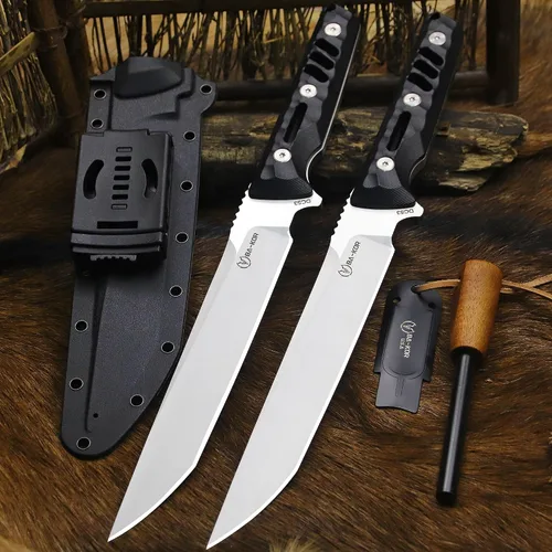 Miniatura 8 de BA-KOR Cuchillo de caza de espiga completa de 14.2 pulgadas (estilo japonés) - Cuchillo de supervivencia de acero DC53 de 0.315 in, mango y funda