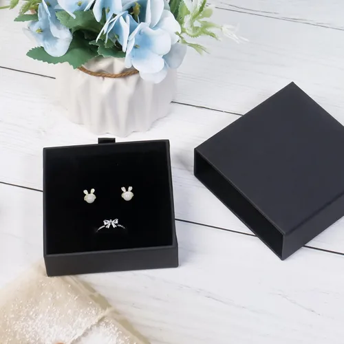 Miniatura 4 de Nwvuop Paquete de 2 cajas de regalo de joyería para pulseras, collares, cajas de regalo pequeñas de 9 × 9 × 1.2 in para cajas de regalo de joyería