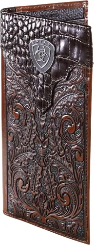 Miniatura 4 de Ariat Billetera Rodeo en relieve de roble para hombre, Beige Bronceado