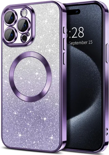Miniatura 93 de Hython Funda para iPhone 13 Pro transparente con purpurina magnética [compatible con MagSafe] Protector completo de lente de cámara delgado